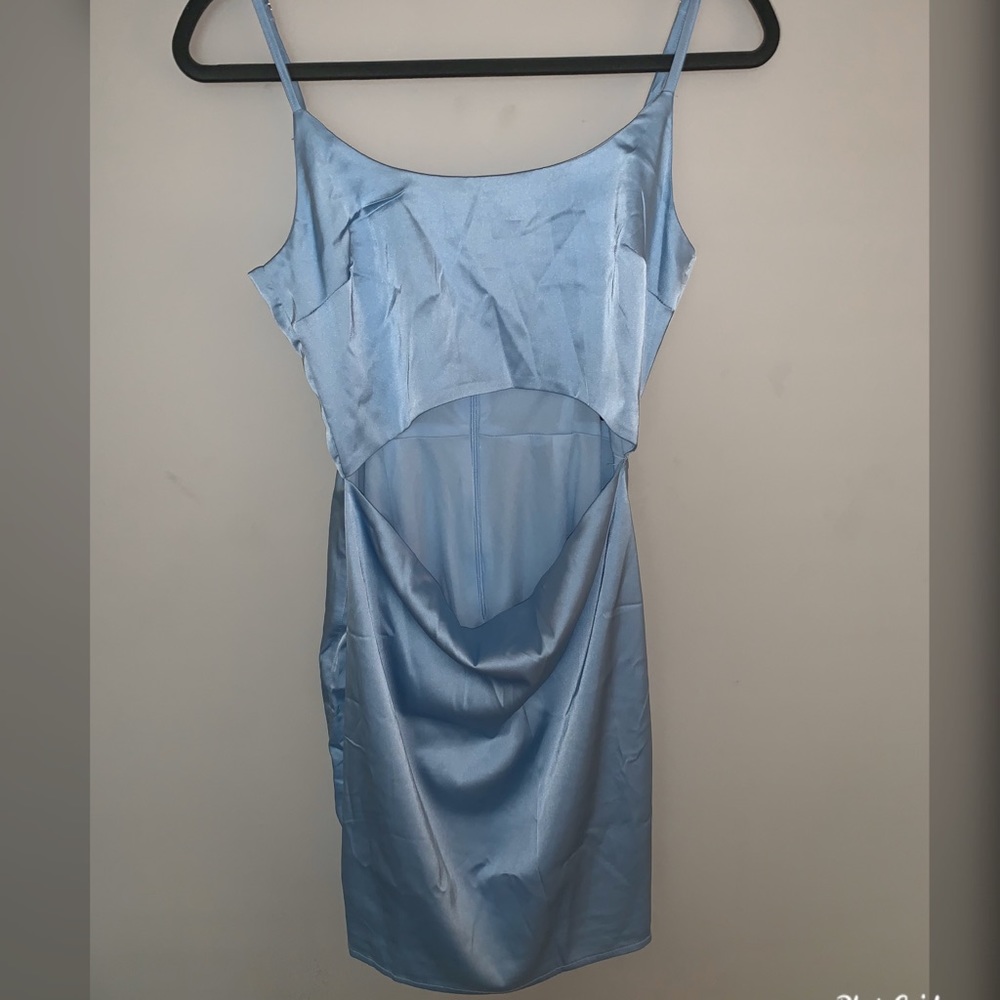 Baby Blue Cut Out Satin Bodycon Dress